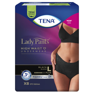 Трусы урологические для женщин TENA (Тена) Lady Pants Plus Large (Леди Пентс Плюс Лардж) Black черные 8 шт