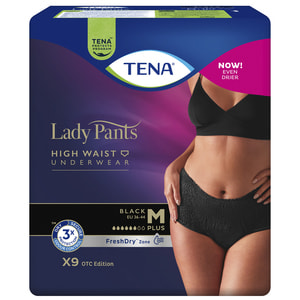 Трусы урологические для женщин TENA (Тена) Lady Pants Plus Medium (Леди Пентс Плюс Медиум) Black черные 9 шт
