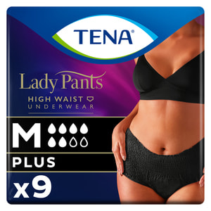 Трусы урологические для женщин TENA (Тена) Lady Pants Plus Medium (Леди Пентс Плюс Медиум) Black черные 9 шт