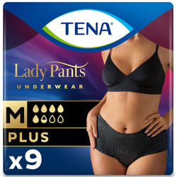 Труси урологічні для жінок TENA (Тена) Lady Pants Plus Medium (Леді Пентс Плюс Медіум) Black чорні 9 шт