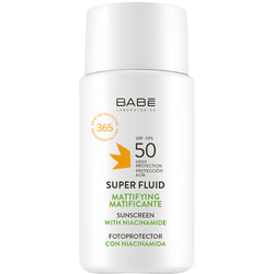 Флюид супер для лица BABE LABORATORIOS (Бабе Лабораториос) солнцезащитный с матирующим эффектом с SPF50 50 мл