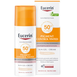 Гель-крем для лица EUCERIN (Юцерин) Pigment Control солнцезащитный против гиперпигментации тонирующий светлый тон SPF50+ 50 мл