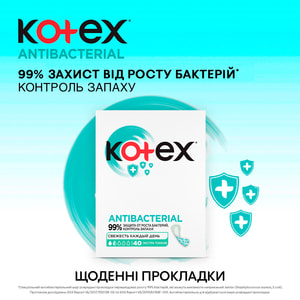 Прокладки ежедневные женские KOTEX (Котекс) Antibacterial (Антибактериал) Экстра тонкие 40 шт