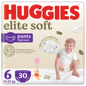 Подгузники-трусики для детей HUGGIES (Хаггис) Pants (Пентс) 6 Elite Soft Mega от 15 до 25 кг 30 шт