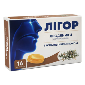 Лігор льодяники для горла з ісландським мохом упаковка 16 шт