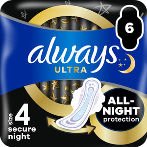 Прокладки гігієнічні жіночі ALWAYS (Олвейс) Ultra Night Secure (Ультра найт секюр) нічні екстра захист ультратонкі ароматизовані 6 шт