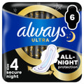 Прокладки гигиенические женские ALWAYS (Олвейс) Ultra Night Secure (Ультра найт секюр) ночные экстра защита ультратонкие ароматизированные 6 шт