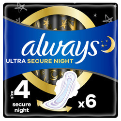 Прокладки гігієнічні жіночі ALWAYS (Олвейс) Ultra Night Secure (Ультра найт секюр) нічні екстра захист ультратонкі ароматизовані 6 шт