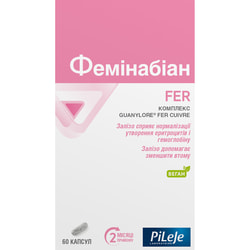 Фемінабіан Fer рекомендується при нестачі заліза в організмі жінки капсули упаковка 60 шт