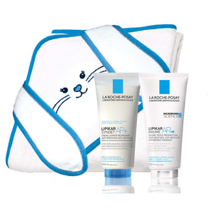 Набор La Roche-Posay (Ля Рош-Позе) Полотенце-треугольник для детей + Липикар Бальзам АП+ 200 мл + Липикар Синдет АП+ Крем-гель очищающий 200 мл