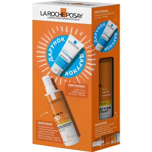 Набір для обличчя та тіла La Roche-Posay (Ля Рош-Позе) Антеліос Спрей сонцезахисний ультралегкий SPF50 200 мл + Постеліос Крем відновлювальний 100 мл