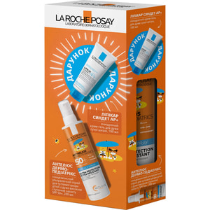 Набор La Roche-Posay (Ля Рош-Позе) Антелиос Дермо-Педиатрикс Спрей солнцезащитный детский SPF50+ 200 мл + Гель очищающий 100 мл