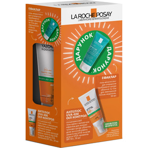 Набір La Roche-Posay (Ля Рош-Позе) Антеліос UVA 400 оїл контрол гель-крем сонцезахисний SPF 50+ 50 мл + Ефаклар гель-мікропілінг 50 мл