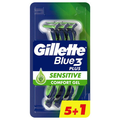 Бритва для бритья GILLETTE Blue 3 (Жиллет Блу 3) Sensetive Plus одноразовая 5 + 1 шт