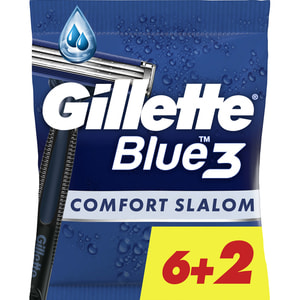 Бритва для гоління GILLETTE Blue 3 (Жіллет Блу 3) Comfort Slalom одноразова 6 + 2 шт