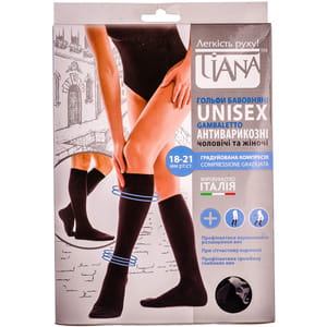 Гольфы антиварикозные TIANA 850 (Тиана) UNISEX 18-21 мм рт ст 140 den размер 3 черные
