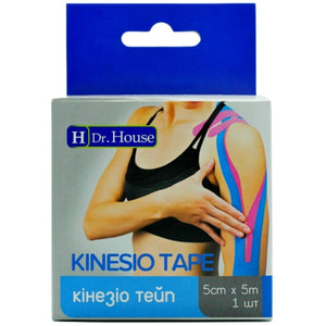 Пластырь медицинский кинезио тейп Dr. House (Доктор Хаус) цвет голубой размер 5 м х 5 см 1 шт