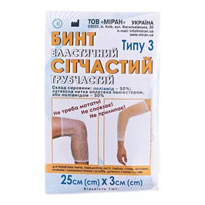 Бинт эластичный сетчатый, трубчатый нестерильный размер 25см  х 3см тип-3 полиамид на руку , ногу Миран