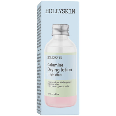 Засіб локальний від прищів і почервонінь HOLLYSKIN (Холліскін) Calamin Drying Lotion з миттєвою дією за 1 ніч 15 мл