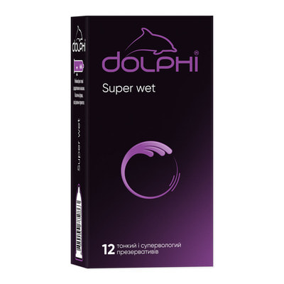 Презервативи латексні DOLPHI (Долфі) Super Wet (Супер вет) супертонкі в силіконовій смазці 12 шт