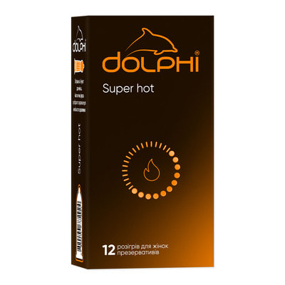 Презервативы латексные DOLPHI (Долфи) Super Hot (Супер хот) согревающие для дополнительного женского удовольствия в силиконовой смазке 12 шт