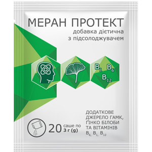 Меран Протект допольнительный источник гамк, гинкго билоба, витамина В1, В6, В12 порошок в саше по 3 г 20 шт