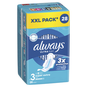 Прокладки гігієнічні жіночі ALWAYS (Олвейс) Ultra Day&Night Quatro (дей найт кватро) Super Extra (размер 3) 28 шт