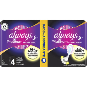 Прокладки гігієнічні жіночі ALWAYS (Олвейс) Ultra Platinum Secure Night Duo (Ультра платинум секюр найт дуо) безпечна ніч з ароматом 10 шт