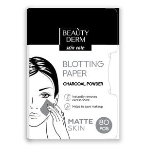 Серветки матуючі для обличчя Beauty Derm (Бьюті дерм) з вугільним порошком 80 шт