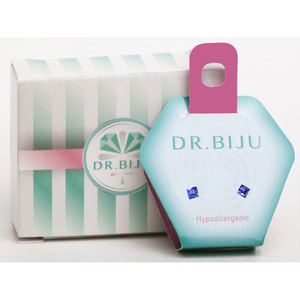 Сережки DR.BIJU (Доктор Бижю) Квадрат 4,0 мм Танзаніт 1 пара