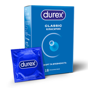 Презервативи латексні з силіконовою змазкою DUREX (Дюрекс) Classic класичні 18 шт