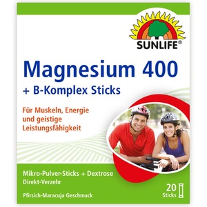 Вітаміни SUNLIFE (Санлайф) Magnesium 400 + B-Komplex Sticks Магній + В-Комплекс стік 20 шт
