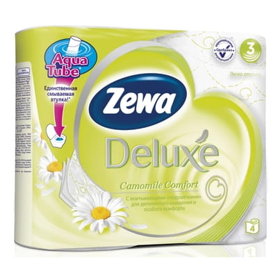 Туалетная бумага ZEWA Deluxe (Зева Делюкс) Ромашка 3 слойная 4 рулона