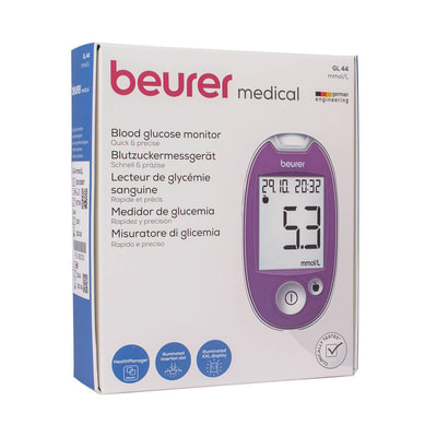 Система контролю рівня глюкози в крові (глюкометр) Beurer (Бойрер) GL 44 mmol/l Purple 1 шт