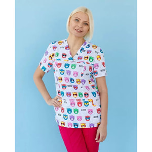 Костюм медичний з принтом Топаз жіночий Cats colored розмір 46