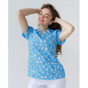 Костюм медичний жіночий з принтом Топаз Dentist blue розмір 50