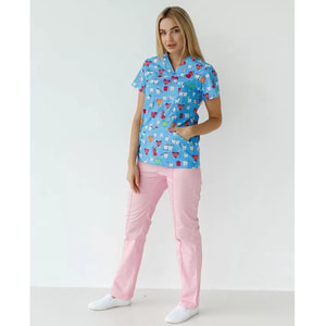 Костюм медицинский женский с принтом Топаз Teeth blue размер 44