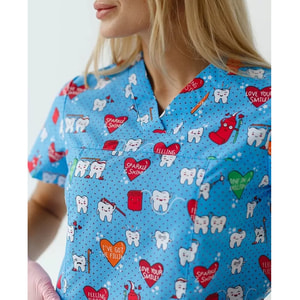 Костюм медичний жіночий з принтом Топаз Teeth blue розмір 50