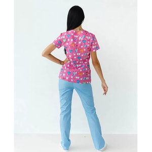 Костюм медичний жіночий з принтом Топаз Teeth pink розмір 44