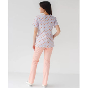 Костюм медичний жіночий з принтом Топаз Лисички колір персиковий розмір 46