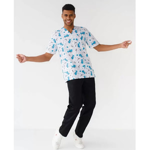 Костюм медицинский мужской с принтом Гранит космозавр цвет черный размер 54