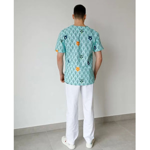 Костюм медицинский мужской Гранит с принтом Лесовые зверята белый размер 50