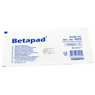 Пластырь медицинский Бетапед стерильный для закрытия ран размер 9 см х 20 см 1 шт