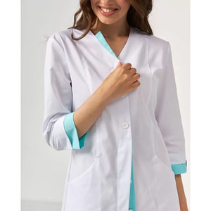 Халат медичний Олівія колір білий ментол на гудзиках жіночий розмір 54