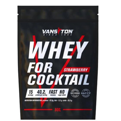 Высокобелковый продукт для спортсменов VANSITON (Ванситон) Для коктейлей Протеин Клубника порошок 900 г