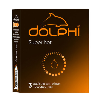 Презервативи латексні DOLPHI (Долфі) Super Hot (Супер хот) зігріваючі для додаткового жіночого задоволення в силіконовій смазці 3 шт