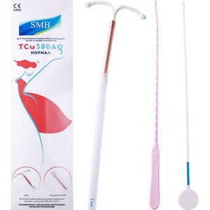 Внутриматковий протизаплідний засіб (спіраль) SMB (СМБ) із зондом матковимТ Cu 380 Плюс з міддю 1 шт