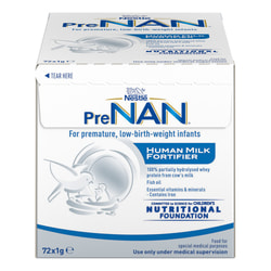 Смесь сухая NESTLE (Нестле) PreNAN обогатитель грудного молока для поддержания роста недоношенных и детей рожденных с низкой массой тела по 1 г 72 шт