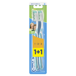 Зубна щітка ORAL-B (Орал-бі) 1 - 2 - 3 Чистота! Свіжість! Сила! Clean Fresh Strong 40 середньої жорсткості 2 шт