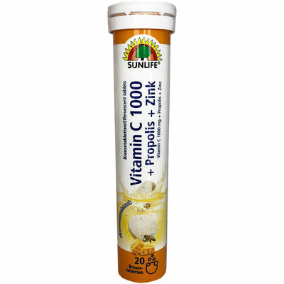 Вітаміни SUNLIFE (Санлайф) Vitamin C 1000 + Propolis + Zink Вітамін С 1000 + Прополис + Цинк таблетки шипучі упаковка 20 шт